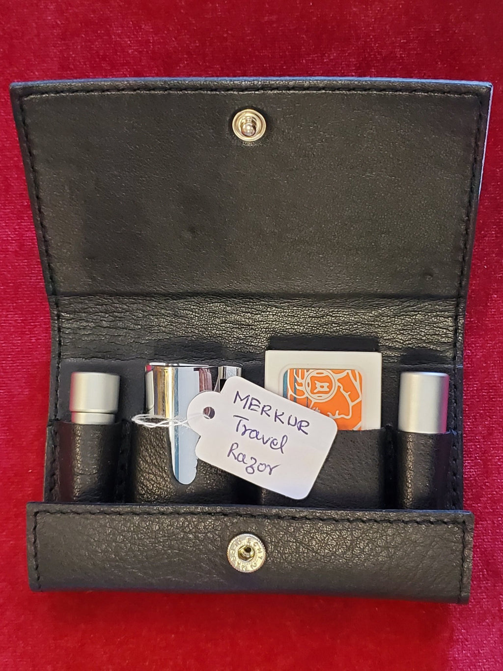 Merkur Solingen Travel Razor in Leather Case - Larry's Shaver Shoppe