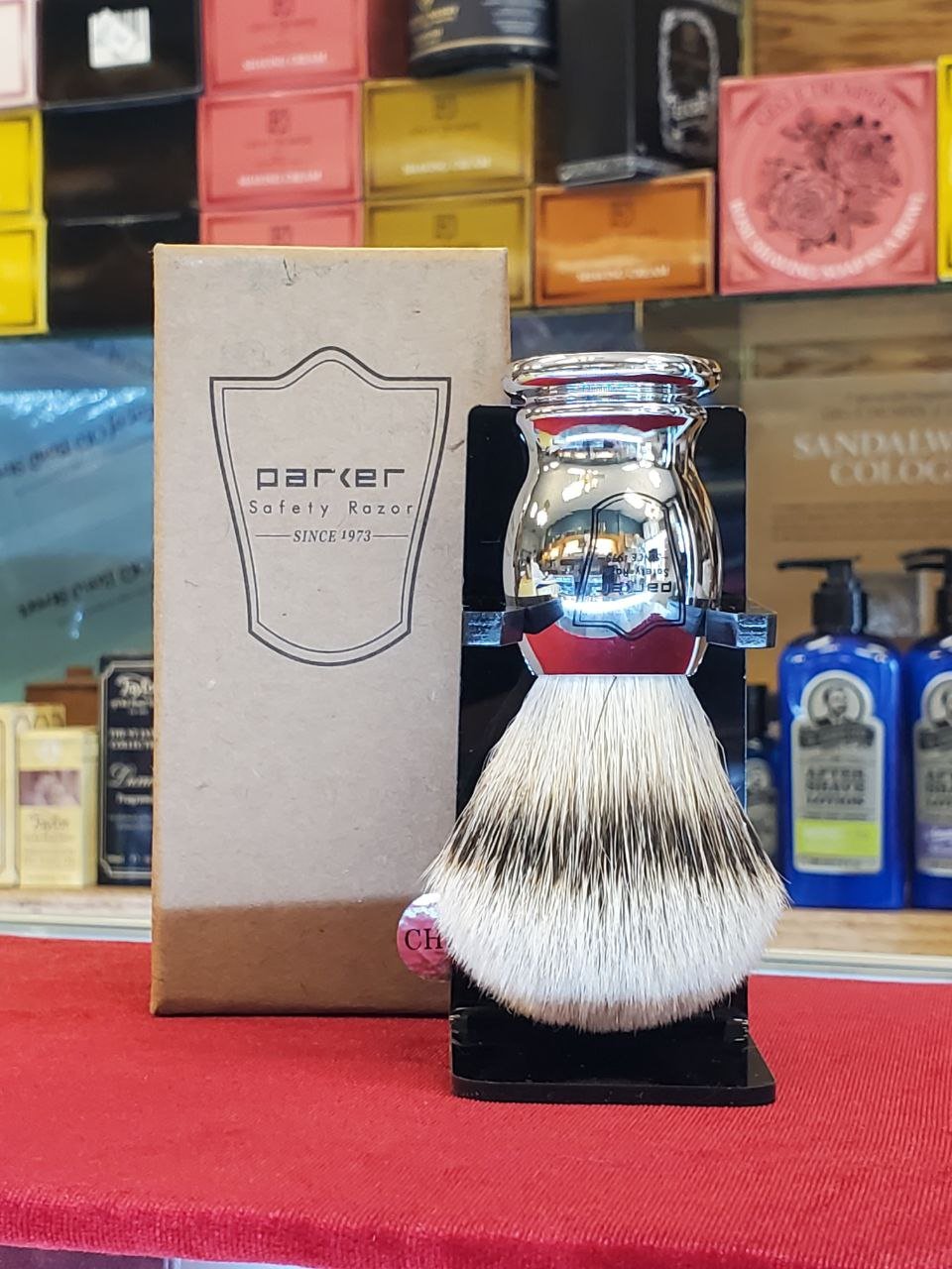 Parker Badger Silver Tip Shaving Brush, Chrome Handle - Larry's Shaver Shoppe