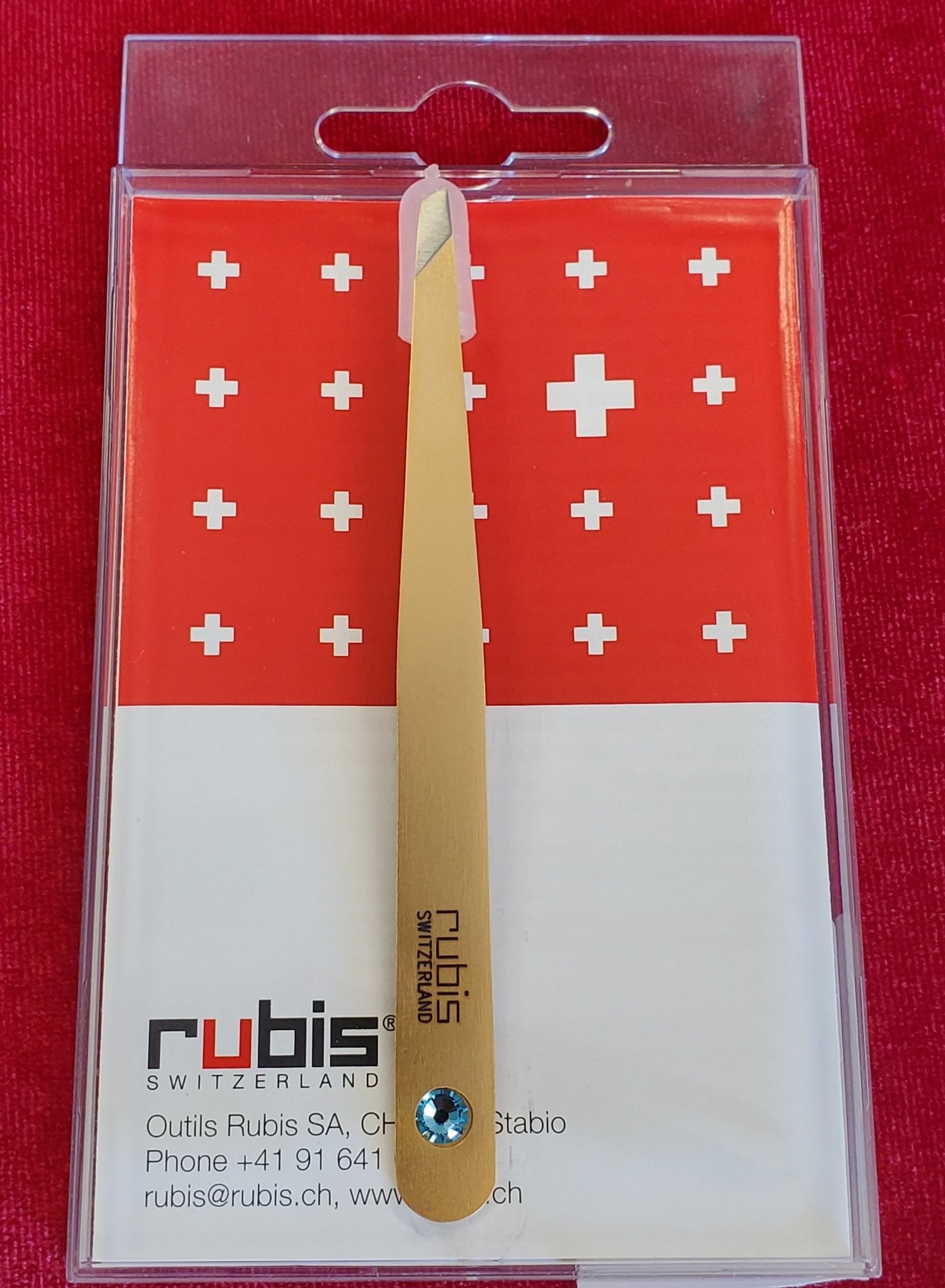 Rubis Slant Gold Tone Swiss Tweezer - Larry's Shaver Shoppe
