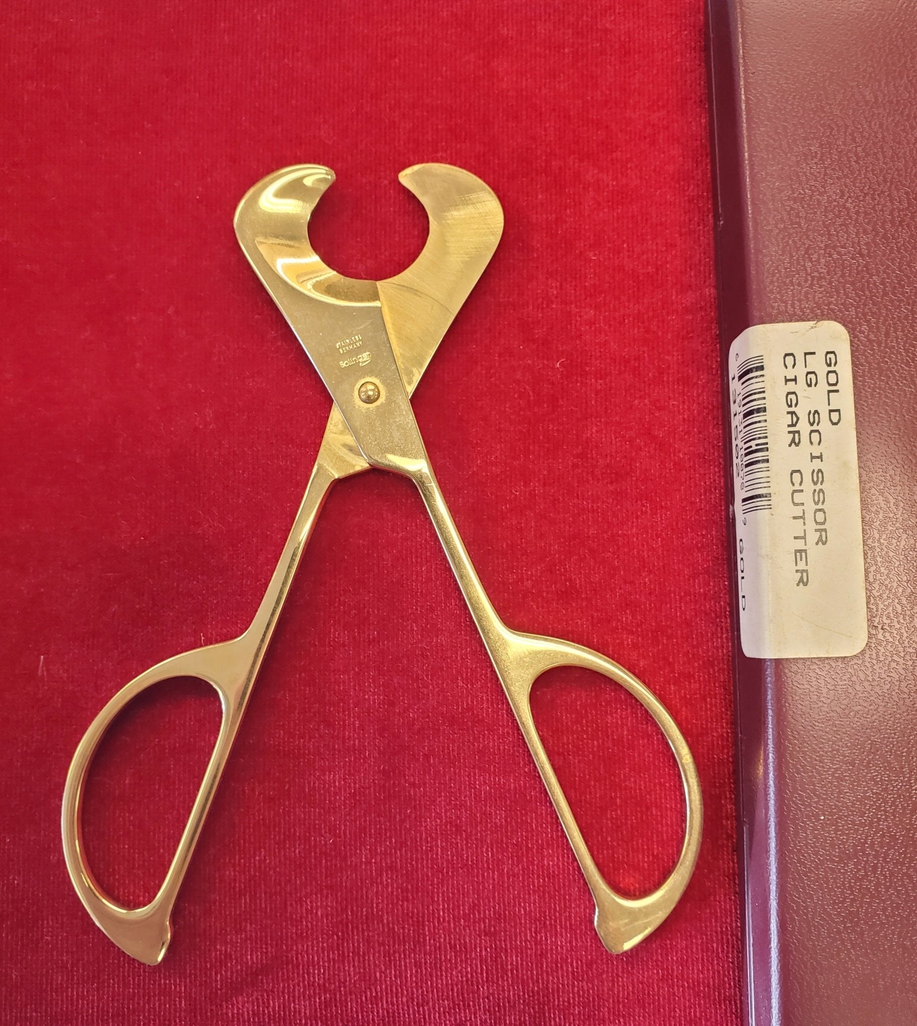 Solingen Germany Cigar Scissors - Vintage New Old Stock Gold Tone Stainless Steel - Larry's Shaver Shoppe