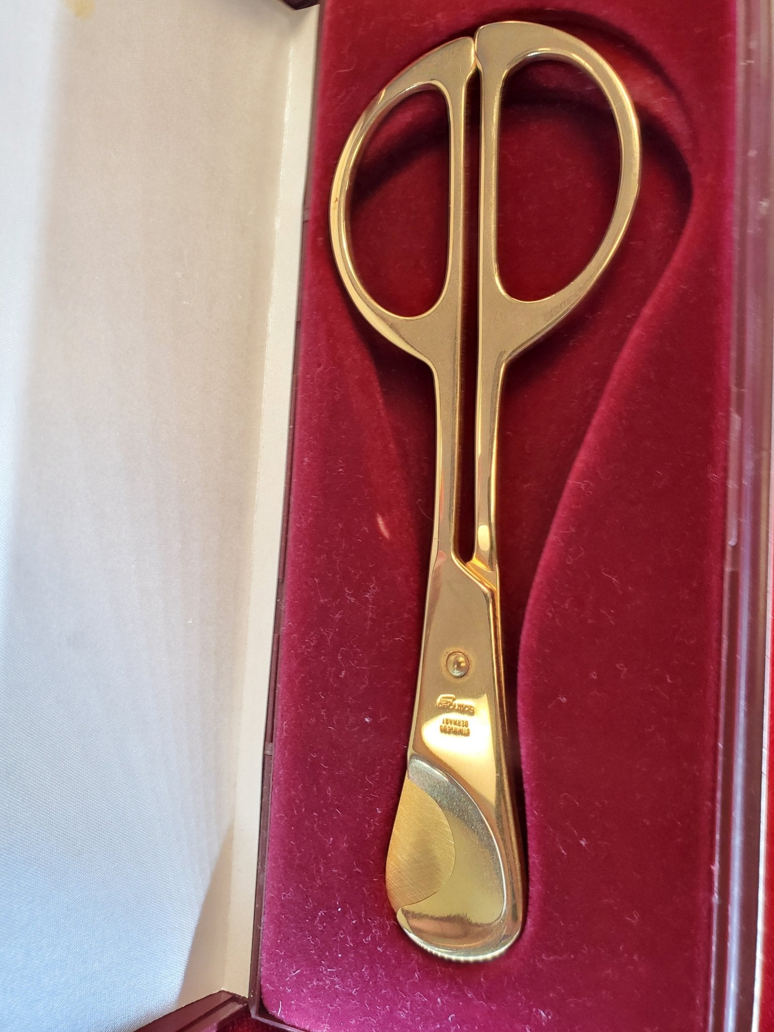 Solingen Germany Cigar Scissors - Vintage New Old Stock Gold Tone Stainless Steel - Larry's Shaver Shoppe
