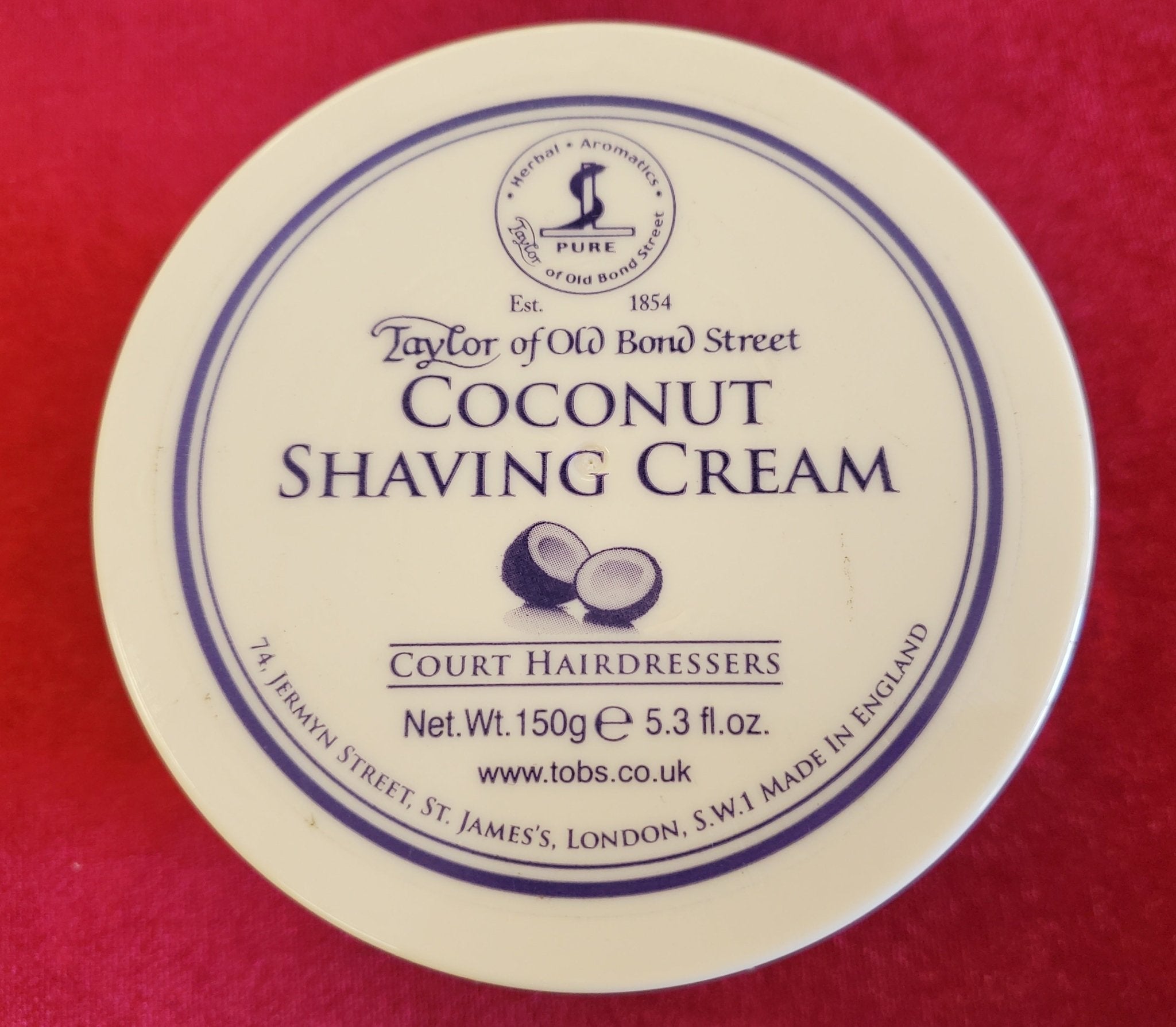 Taylor Coconut Shaving Cream - Larry's Shaver Shoppe