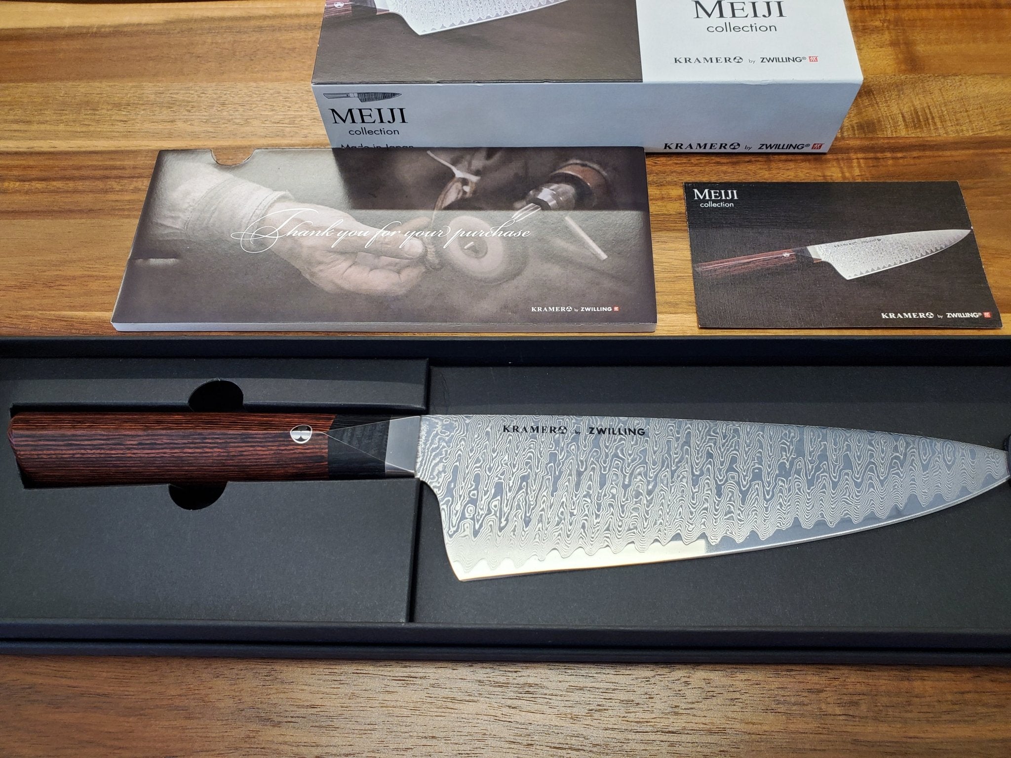 Zwilling Kramer Meiji Damascus Steel Chefs Knife - Larry's Shaver Shoppe